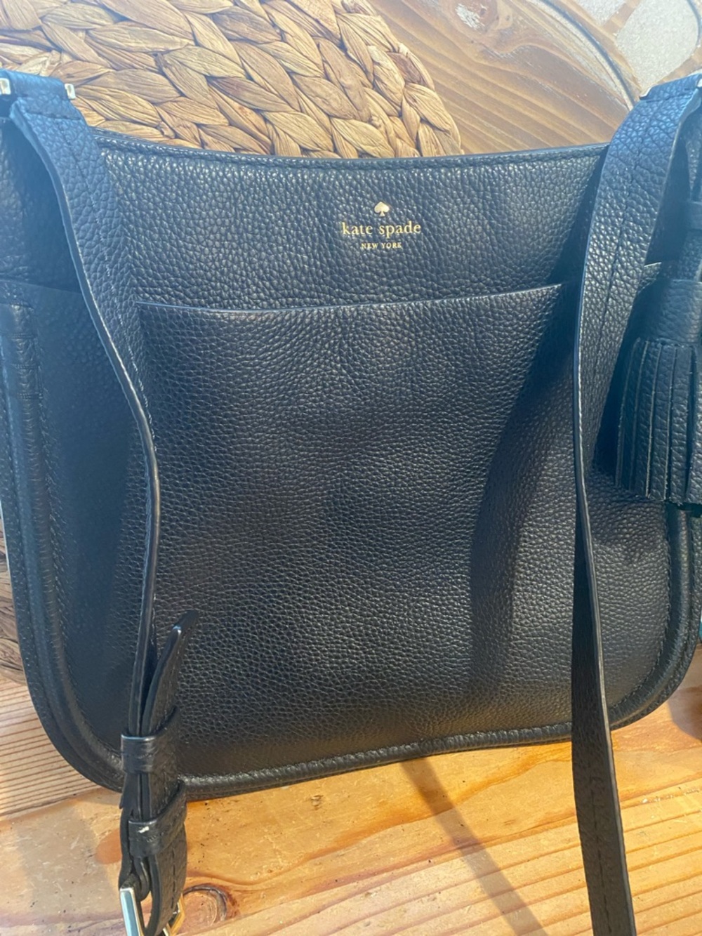Kate Spade Black Pebbled Leather Orchard Street Tassel Crossbody Bag - Picture 2 of 11